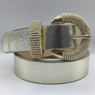 Cinto feminino importado de 3 cm de ouro e prata 2025金银月亮扣 em Oferta na Shopee