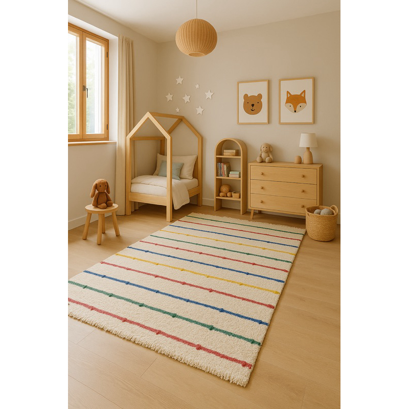Tapete Beira Cama 1,0x1,50m Colorido em algodão Boho Artesanal Rústicos