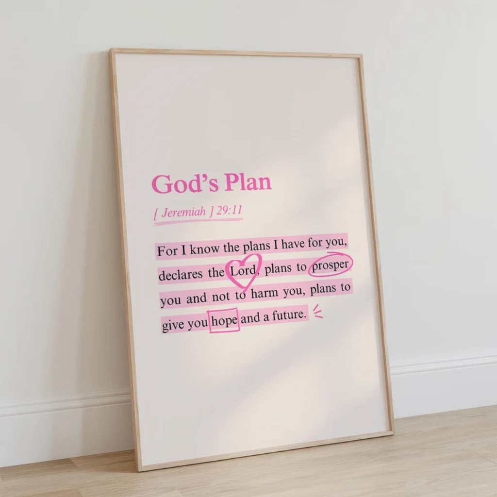 Quadro Decorativo Religiosos Com Textos Bíblicos Para Sala, Quarto ou Escritório – Jeremias 29 No1