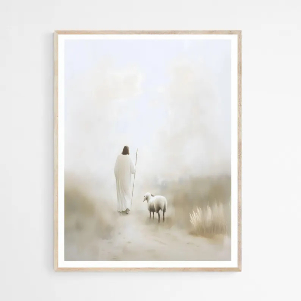 Quadro Decorativo Cristão Religiosos Para Sala, Quarto ou Escritório – Jesus Busca Sua Ovelha No1