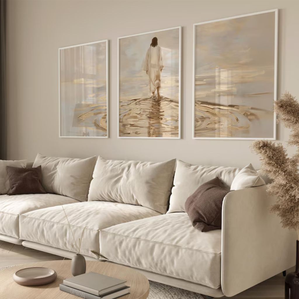 Kit 3 Quadros Decorativos Cristão Moderno Religiosos Para Sala, Quarto ou Escritório – Acreditar No1