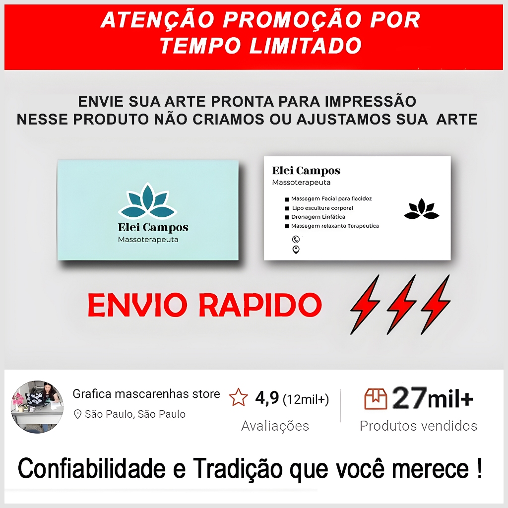 Cartão de Visitas 1.000 und. ( Evie sua Arte para confecção) em Oferta na Shopee
