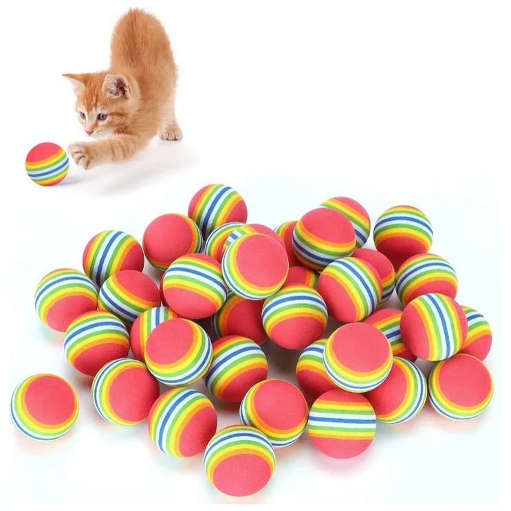 Bolinhas Para Gatos Espuma EVA Colorida Rainbow Brinquedo Para Animais - Escolher Quantidade