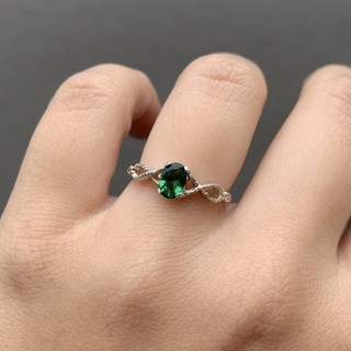Anel Solitário Jade Prata 925 (Verde) Compromisso, Noivado, Formatura