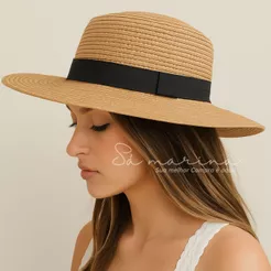 Chapéu De Praia Piscina Feminino Paris Palha Dobrável Elegante