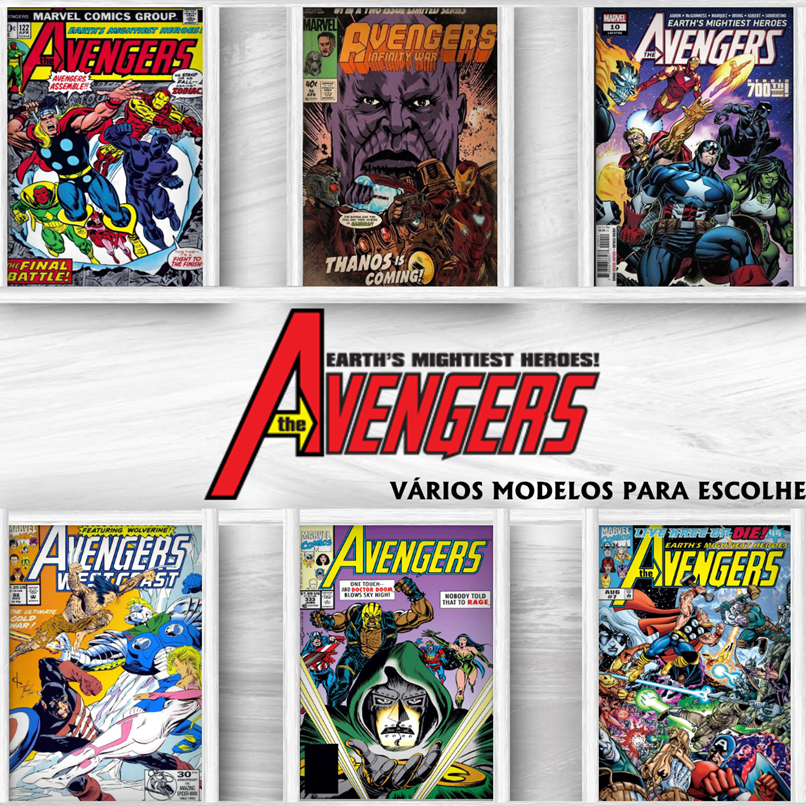 Kit Placas Decorativas Quadros Avengers Vingadores Capitão América Retro Comics Quadrinhos