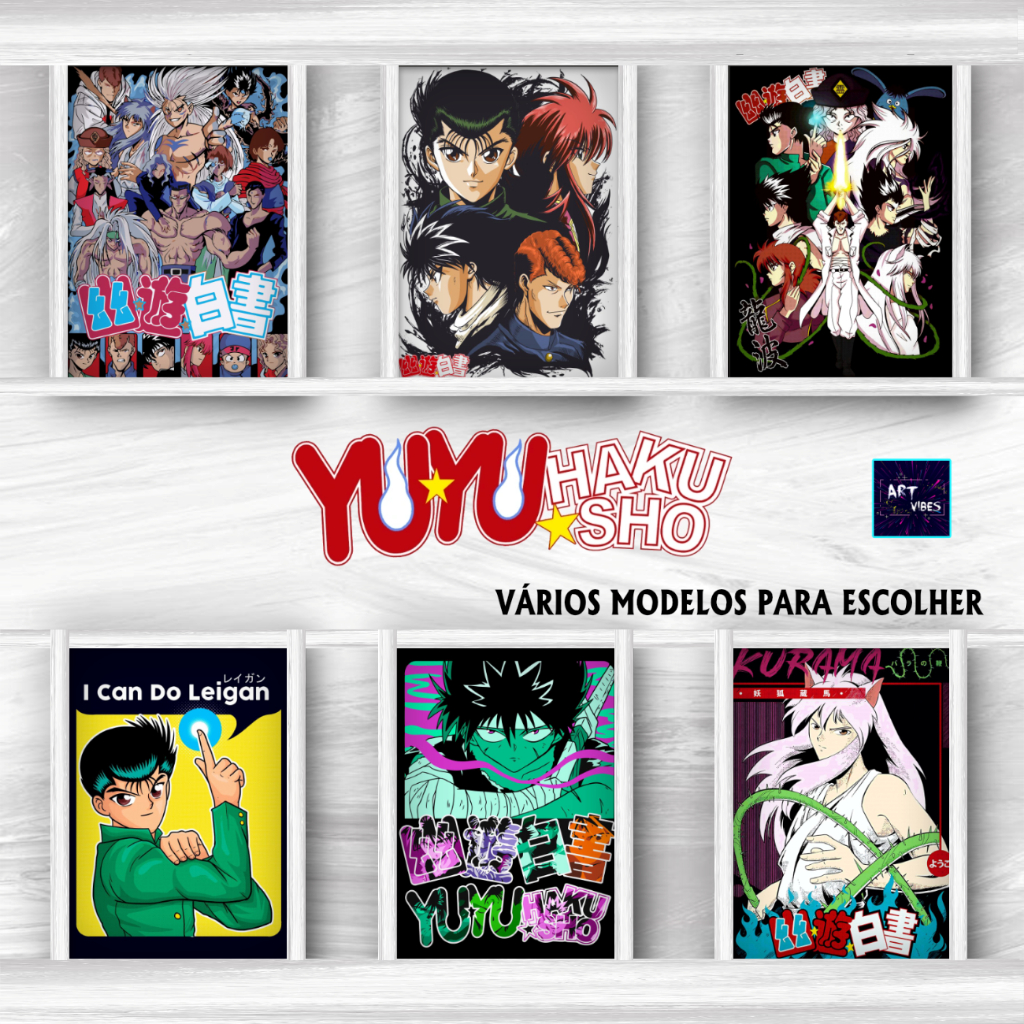 Kit Placas Decorativas Quadros  Yuyu Hakusho Anime Geek Quarto Decoração