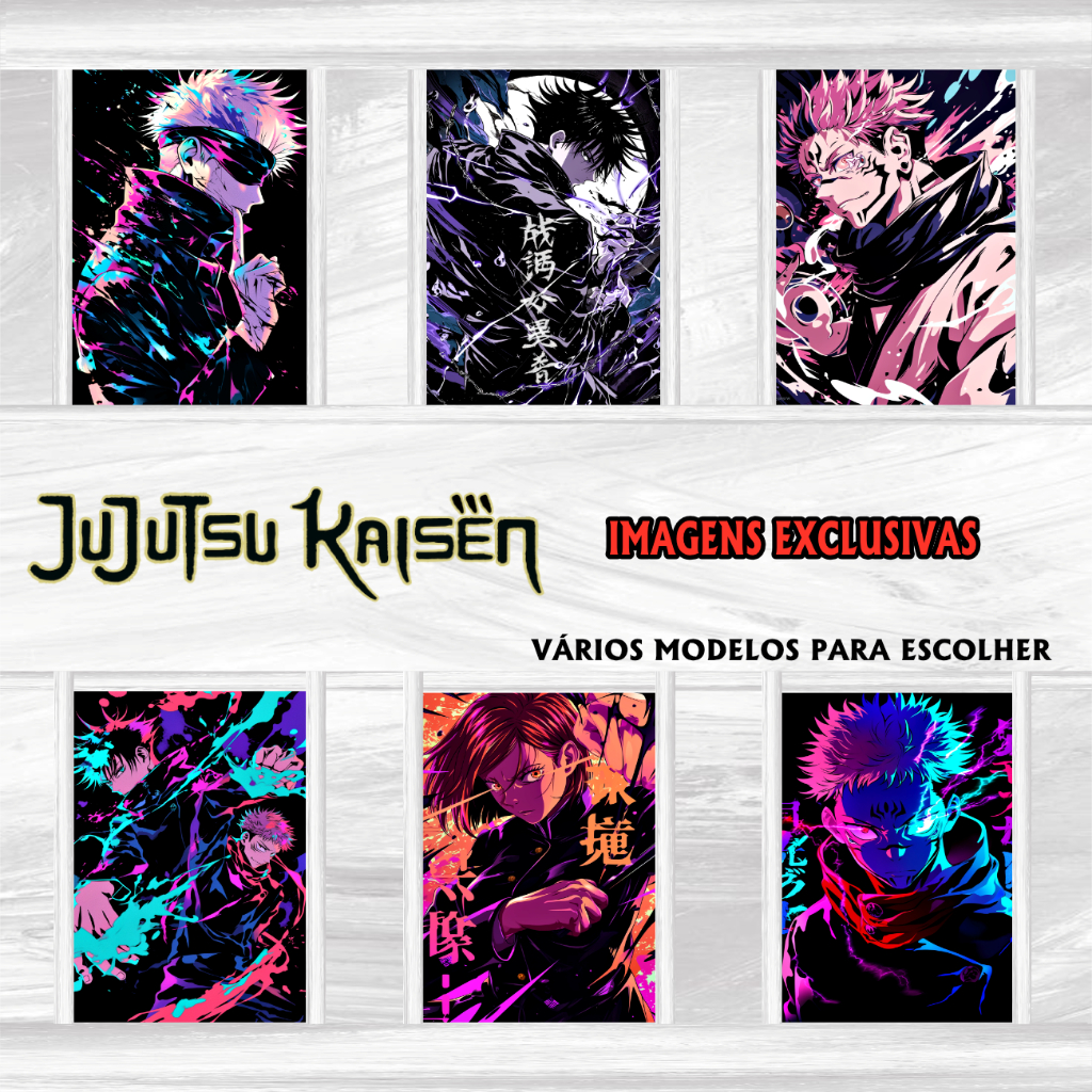 Kit Placas Decorativas Quadros Jujutsu Kaisen Satoru Gojo Sukuna Yuji Itadori Anime