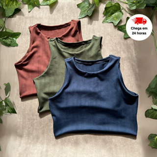 Top Fitness Regata Suplex Forro Duplo em Oferta na Shopee