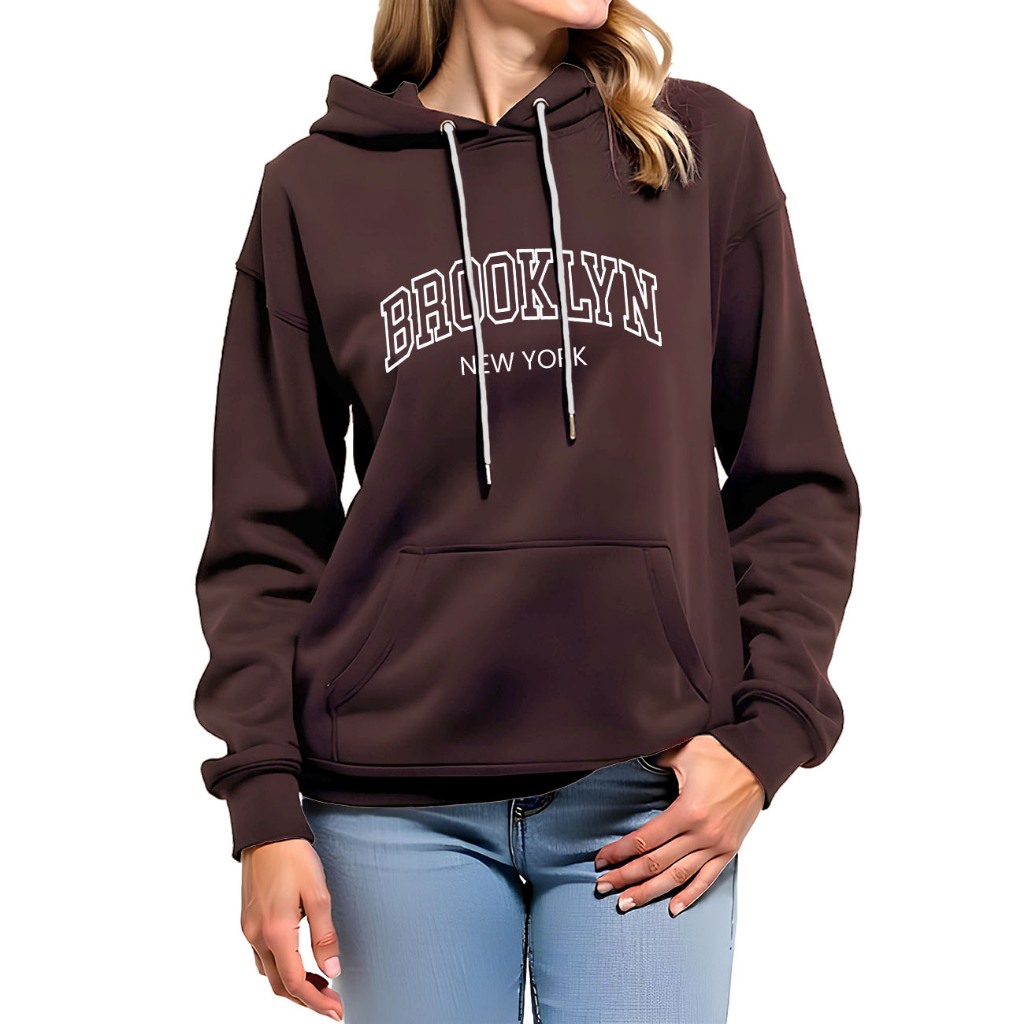 Moletom Unissex Feminino Masculino Brooklyn Estampado Casaco Capuz Blusa Frio Algodão Canguru em Oferta na Shopee