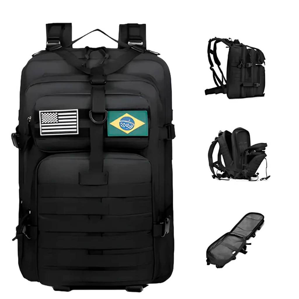 Mochila Tática Militar Impermeável 50L MOLLE Camping Aventura Reforçada