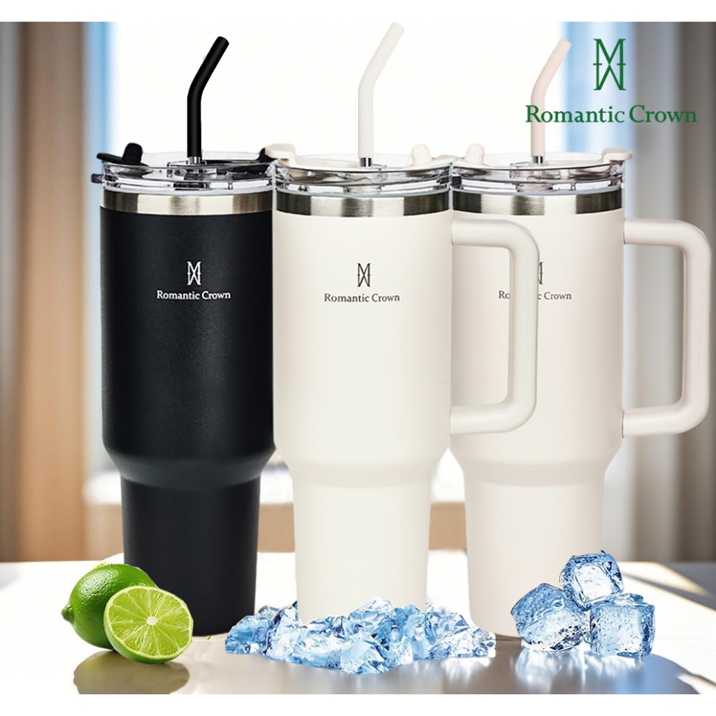 ROMANTIC CROWN Copo Termico de Aço Inoxidável com Tampa de Vedação e Tubo de Aço Inoxidável 600ml/1200ml
