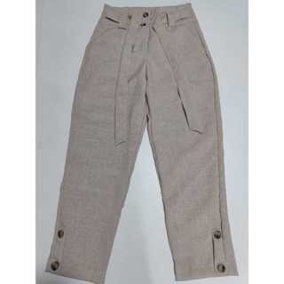 Calça Feminina Panta Cur Capri Nos Cores  Bege, Linho Cintura Alta em Oferta na Shopee