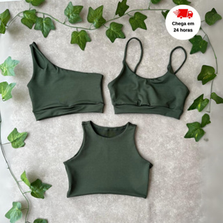 Kit 3 Top Academia Fitness Forro Duplo em Oferta na Shopee