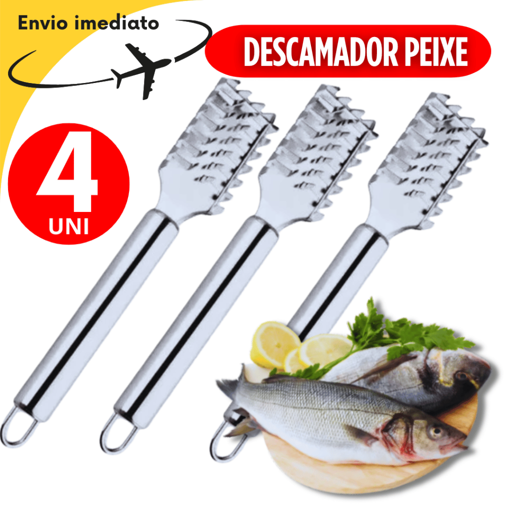 Conjunto Descamador de Peixe Removedor de Escamas Escamador Inox Pesca Inox Premium