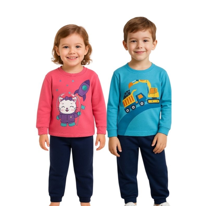 Conjunto Moletom Infantil Juvenil Sortido 1 ao 8 Menino Menina Unissex Quentinho Outono Inverno
