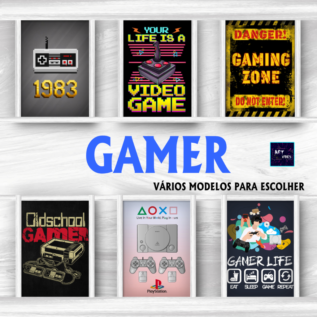 Kit Placas Decorativas Quadros Jogos E Games Pc Gamer Quarto Decoração