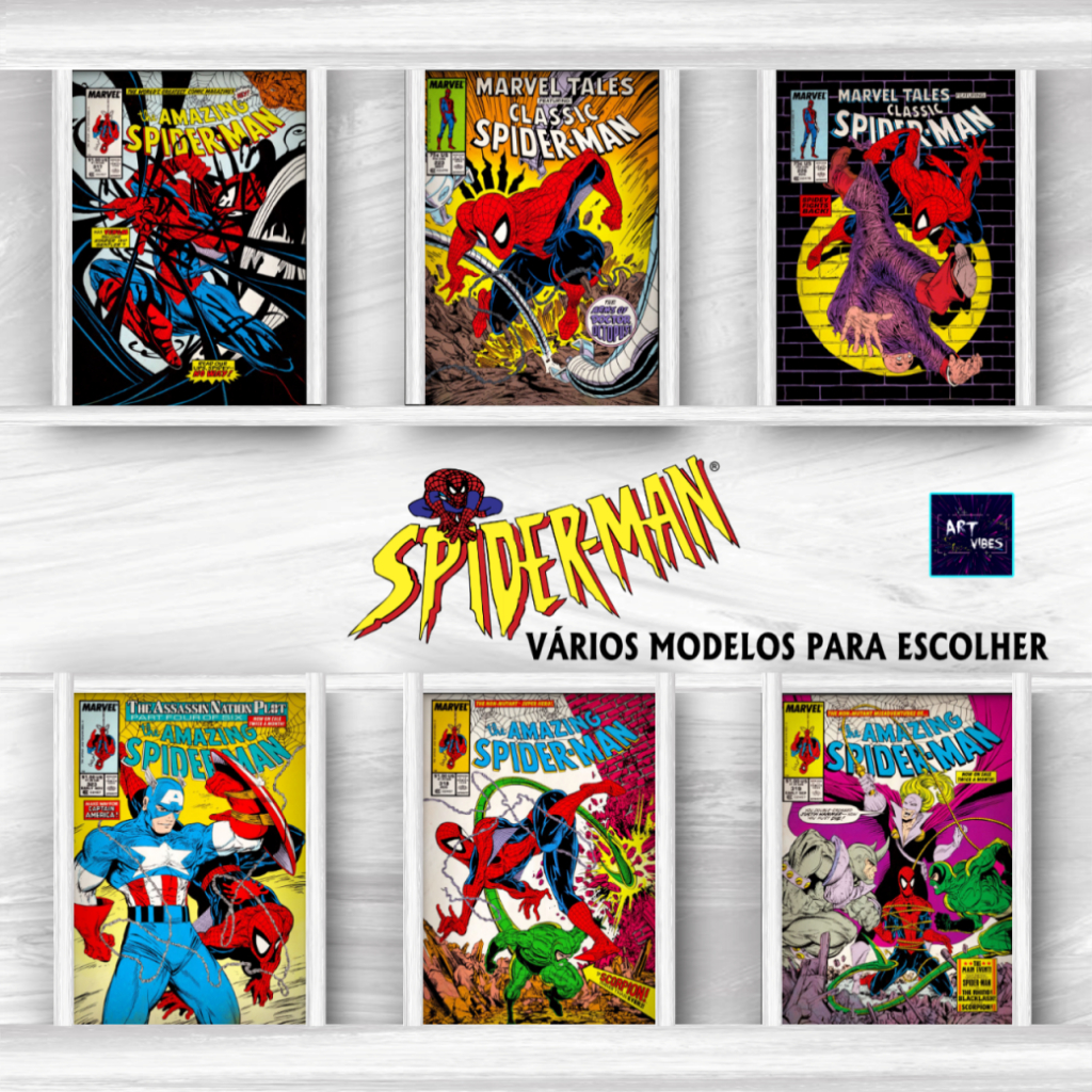 Kit Placas Decorativas Quadros Homem Aranha Retro Comics Quadrinhos  Spider-Man
