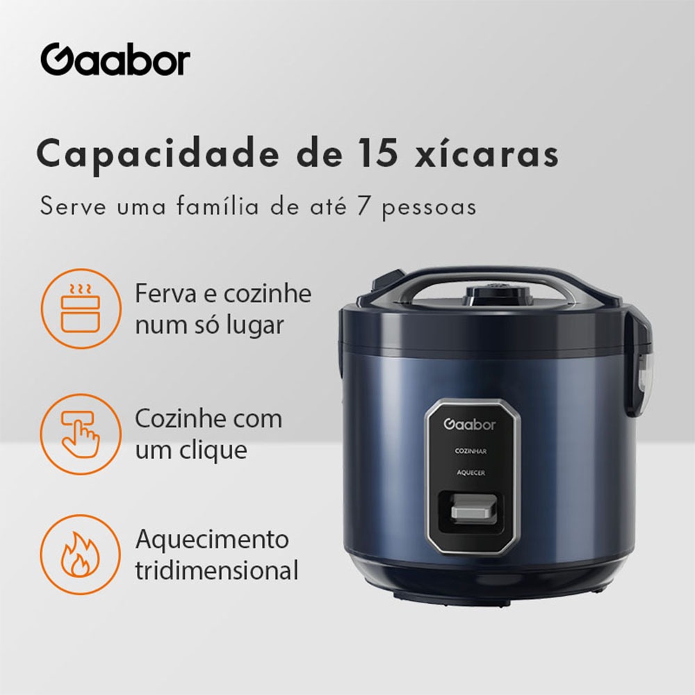 Gaabor 700W Panela de Arroz Azul Marinus com Capacidade para 10 Xicaras  2,2L RC-50M01A em Oferta na Shopee