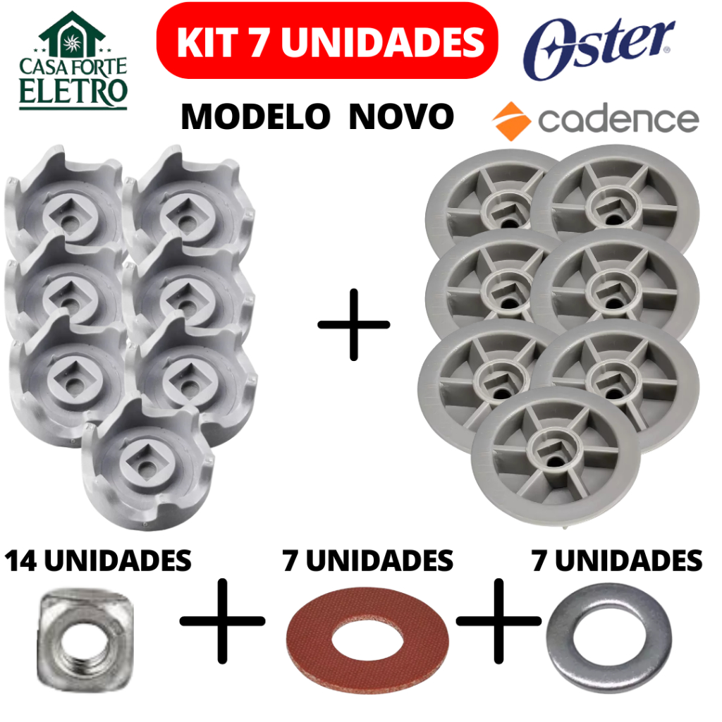 7 UN Arraste Reforçado Copo + Motor + Arruelas Oster Cadence Robust LIQ361 LIQ415 LIQ400 LIQ411 OLIQ605 OLIQ610 OLIQ619