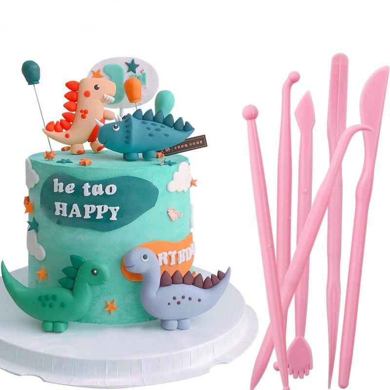 Kit de Estecas para Pasta Amaricana Modelagem 8 Ferramentas p/ Bolo, Doces, Massinhas