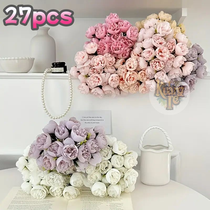 Flores Artificiais Contendo 27 Flores Rosa Artificial Arranjo De Flore Para Decoração De Casa Casamento Festas em Oferta na Shopee