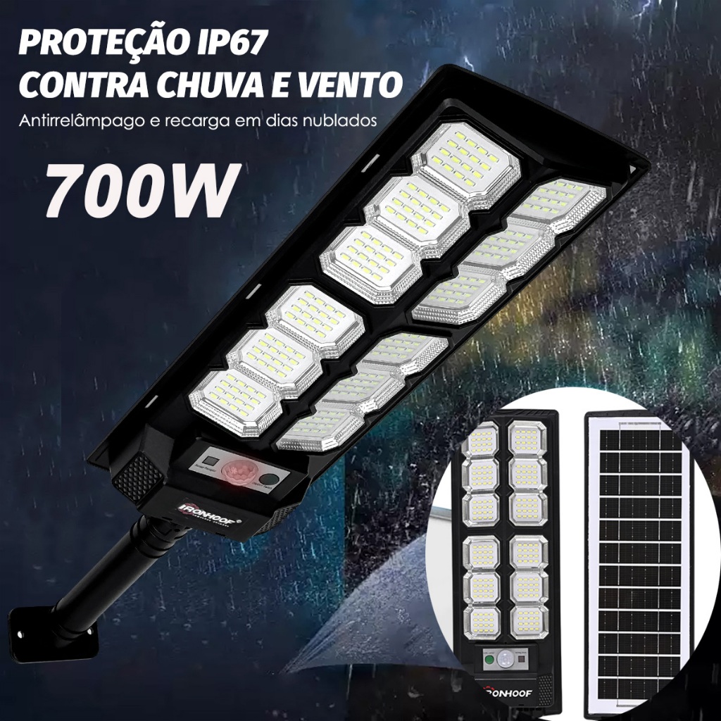 Kit 2 Luminária Solar LED Externa Com Sensor de Movimento 700w