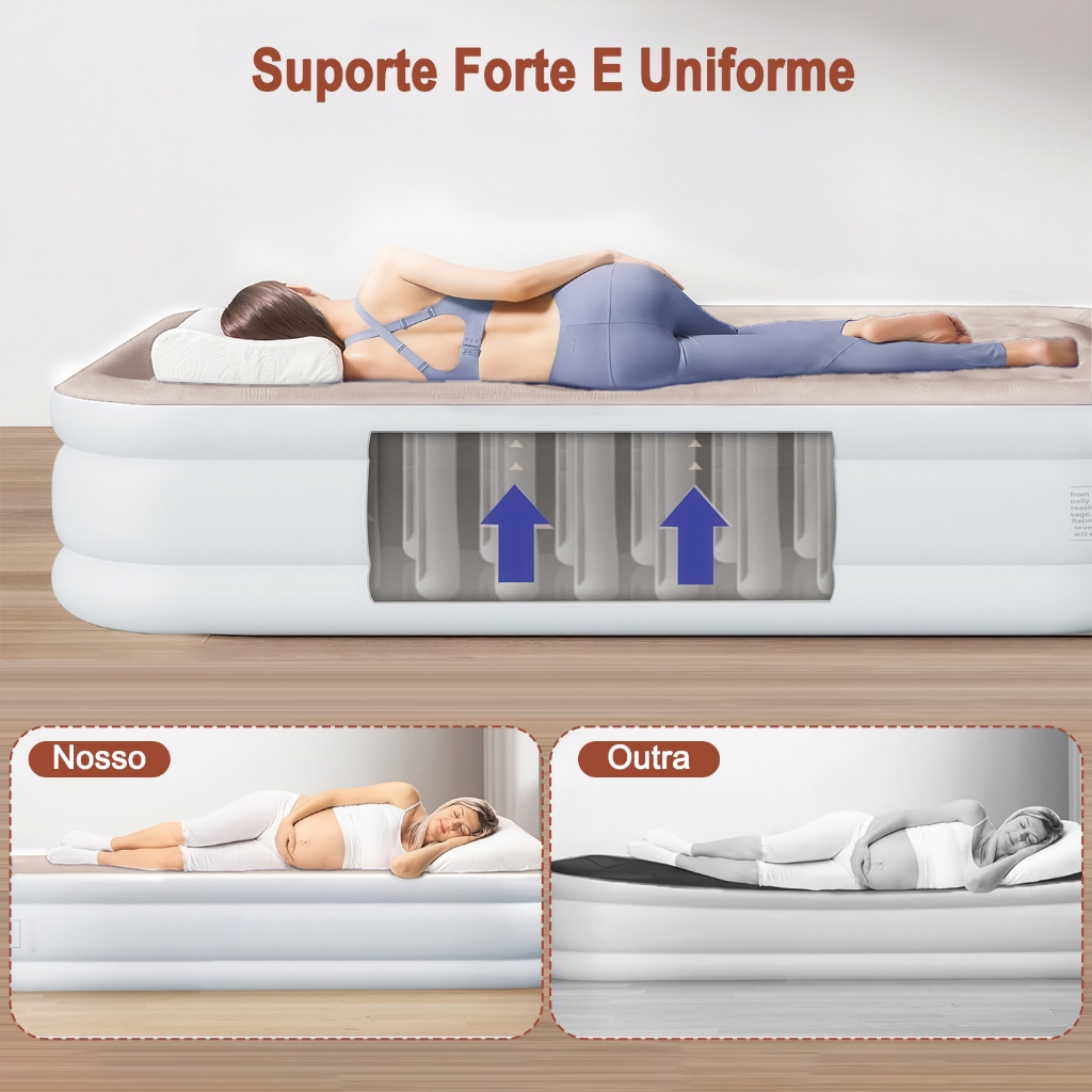 Colchão Inflável Queen Casal 198*152*40cm Com C/Bomba Bivolt Usb Cama De Campanha