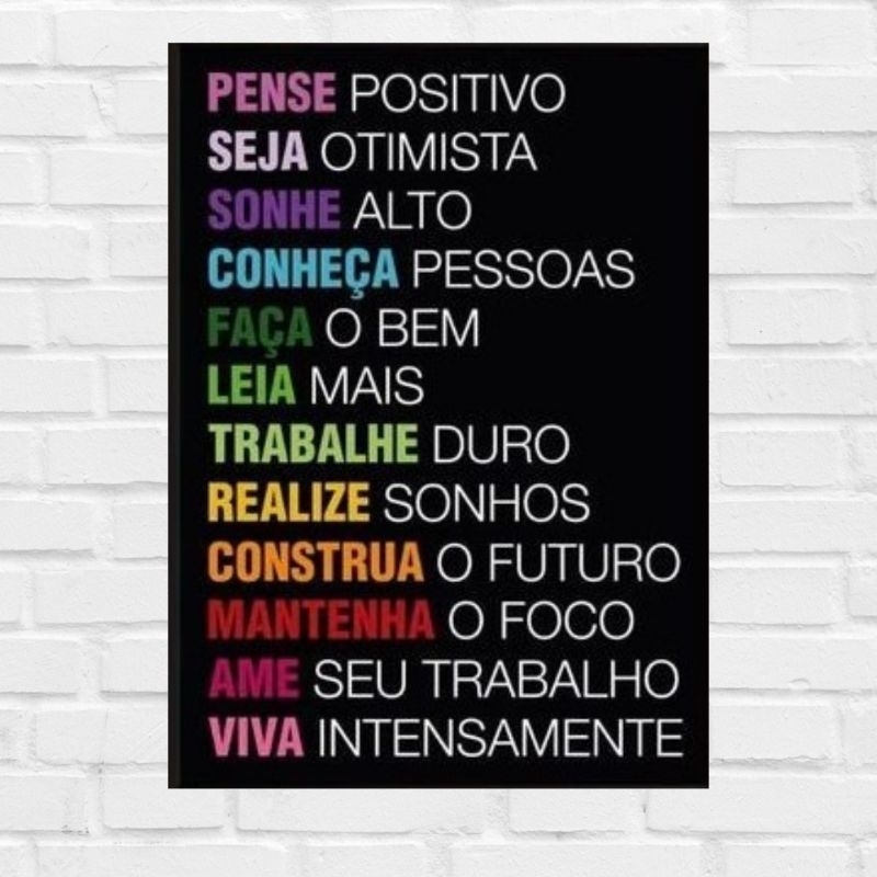 Quadro Decoração Pense Positivo