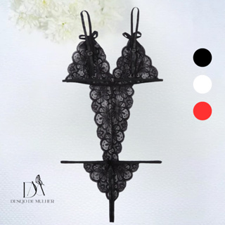 Body Sexy Feminino Renda Lingerie Sensual com Abertura no Sutiã Calcinha Modelo Apressadinha em Oferta na Shopee