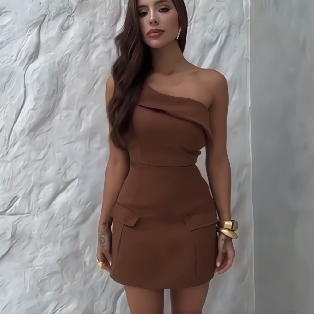 Vestido Ombro a Ombro com Detalhe Bolso 00257