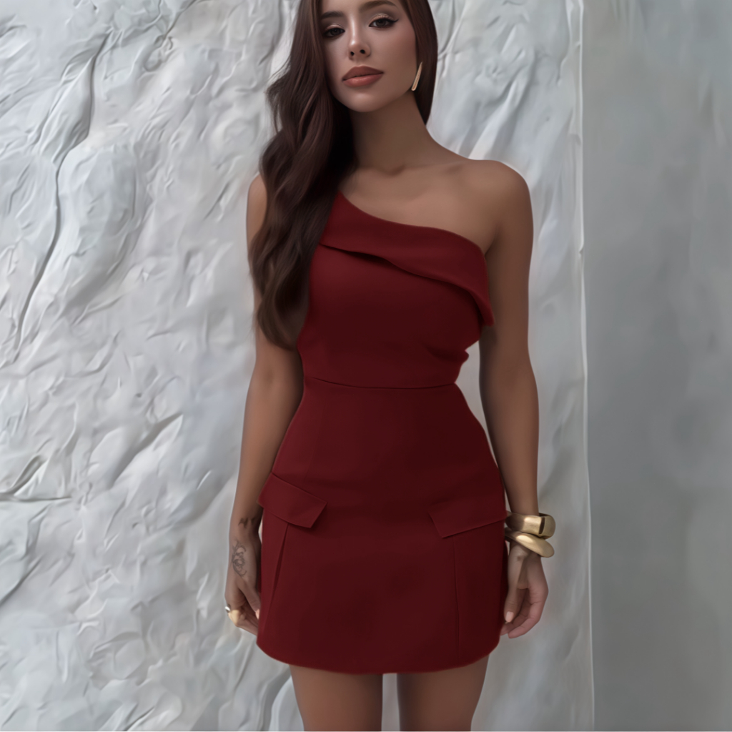 Vestido Feminino Ombro Único Assimétrico 00257 em Oferta na Shopee