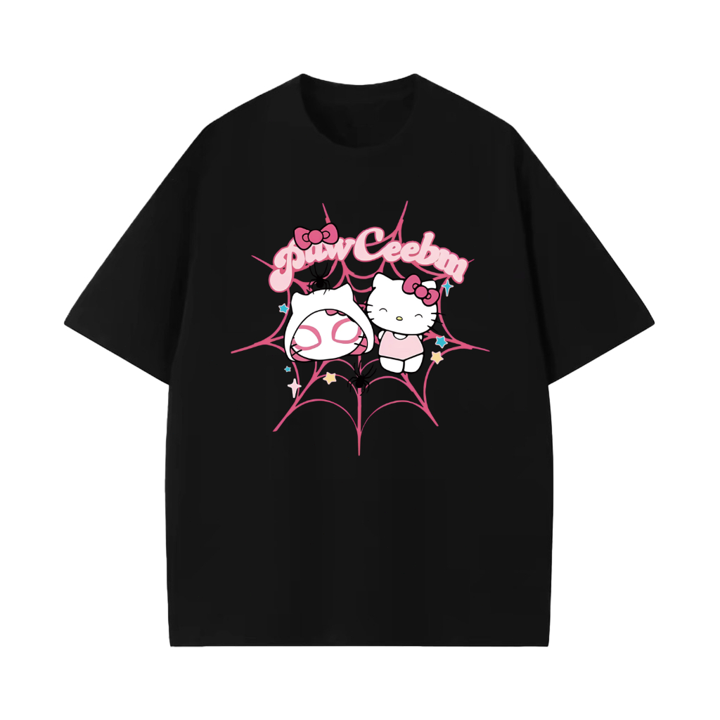 [Camiseta Premium em Algodão Puro]SISI Tshirt Hello Kitty Punk Algodão Estampada Unisex blusa estampada