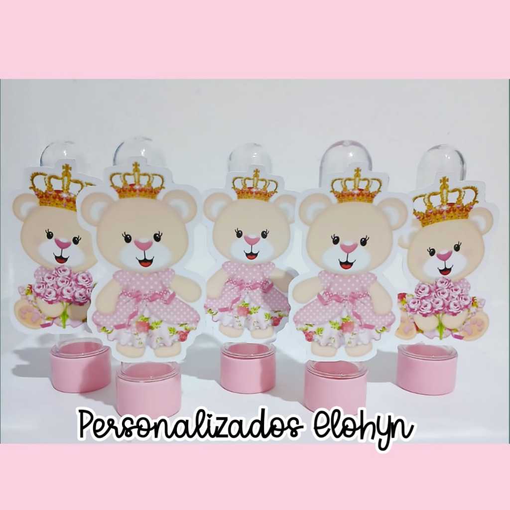 10 Tubetes + Apliques 3D Personalizado Lembrancinha Festa Ursinha Princesa