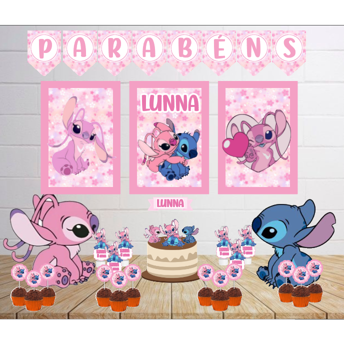 Kit Personalizado Festa Infantil LILO STITCH E ANGEL Decoração Aniversário Mesversário Só Um Bolinho Lembrancinhas