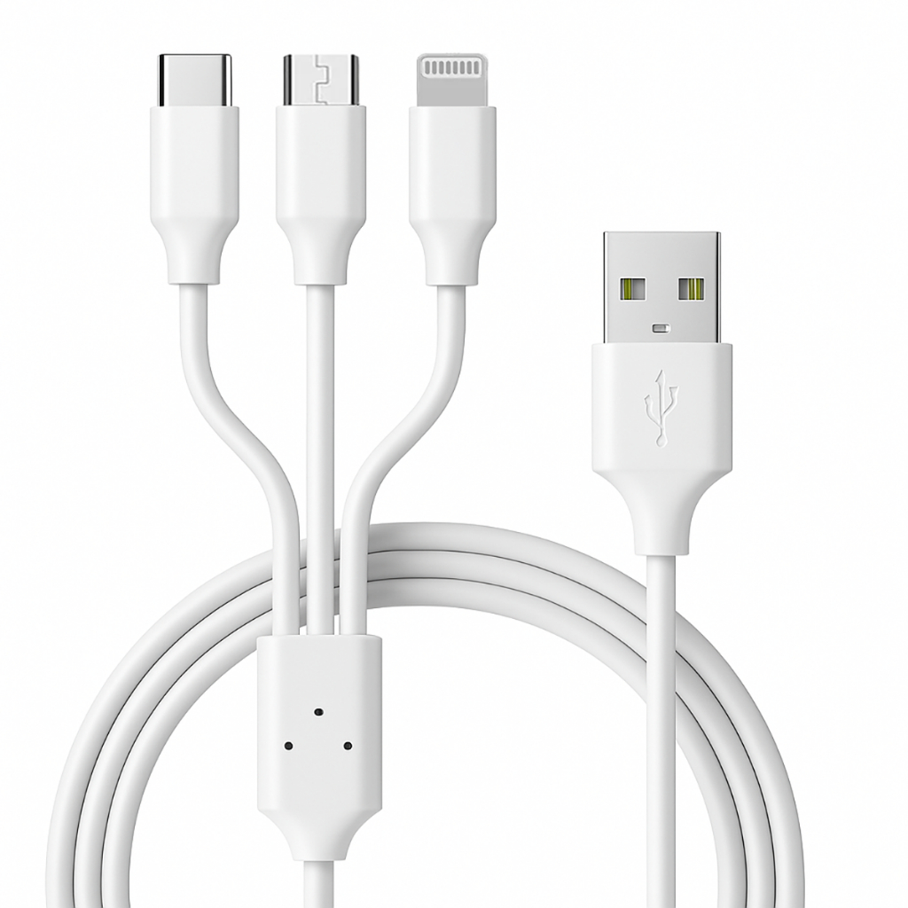 Cabo Carregador 65W 3 em 1 com Saída Micro USB Lightning e USB-C Original Inova - Mobile & Gadgets