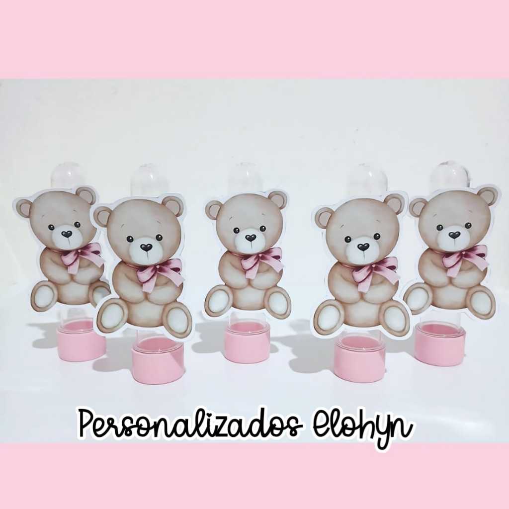 10 Tubetes + Apliques 3D Personalizado Lembrancinha Chá Revelação Ursinho