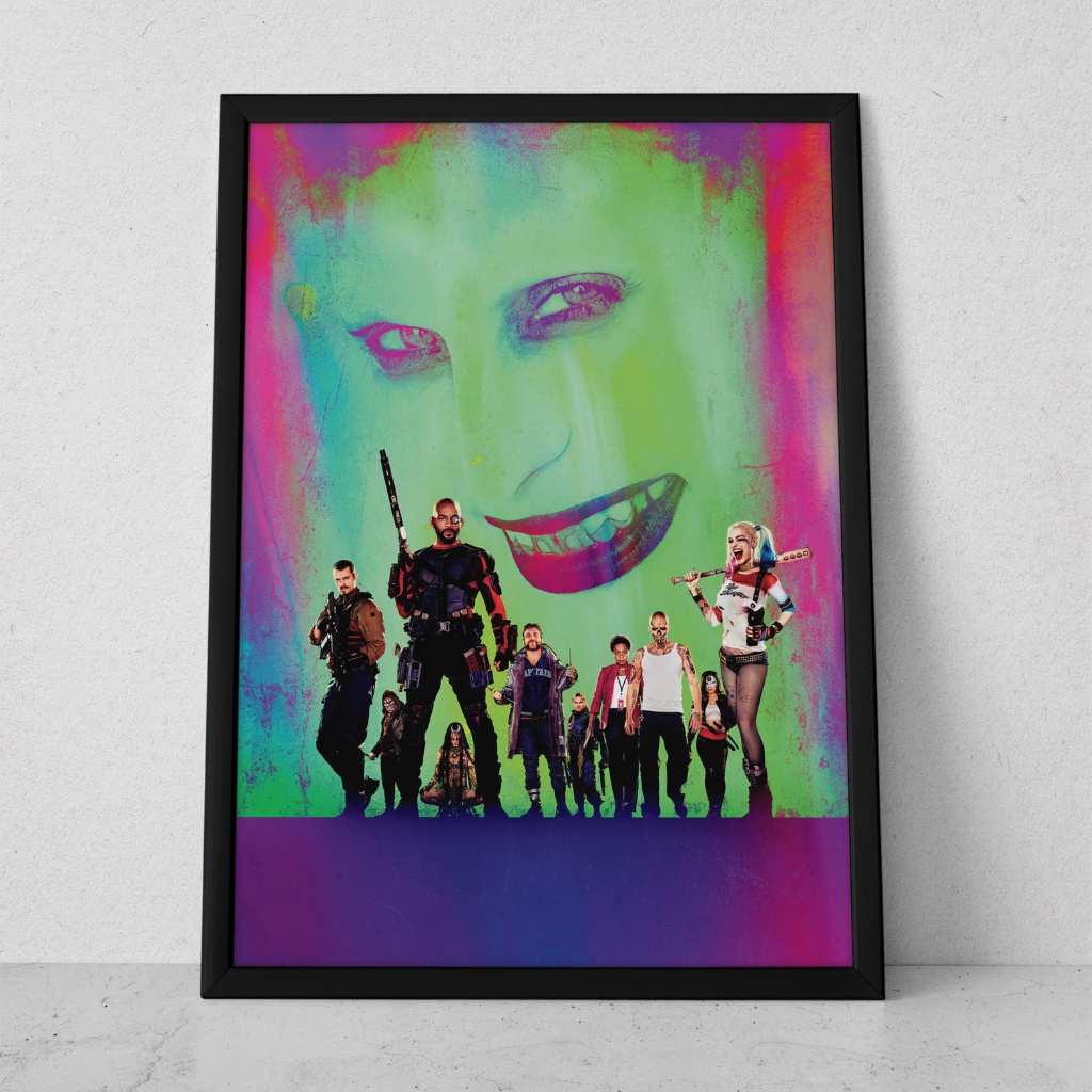 Quadro Decorativo Placa 80x60 mdf alta resolução full hd ESQUADRAO  SUICIDA O FILME POSTER  sala quarto escritório