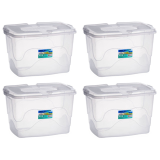 Caixa Organizadora Grande 34L com Tampa Transparente Plástica Container Roupas Livros Brinquedos em Oferta na Shopee