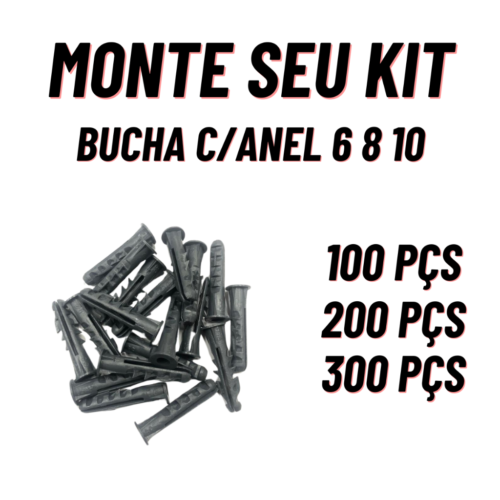 Monte seu Kit de Buchas de fixação com Anel | Conjunto de 100 peças, 200 peças, 300 peças, 400 peças e 500 peças
