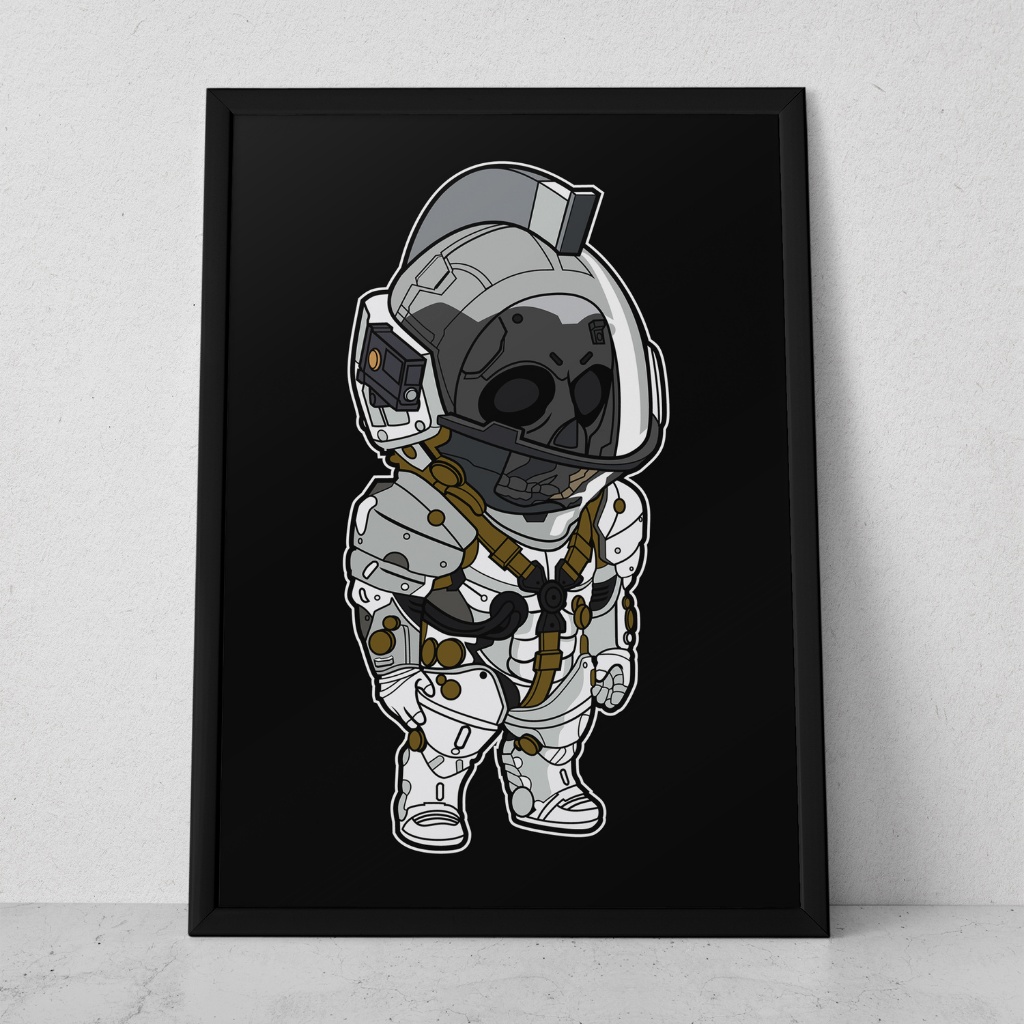 Quadro Decorativo Placa 80x60 mdf alta resolução full hd ASTRONAUTA CAVEIRA FUNKO sala quarto escritório
