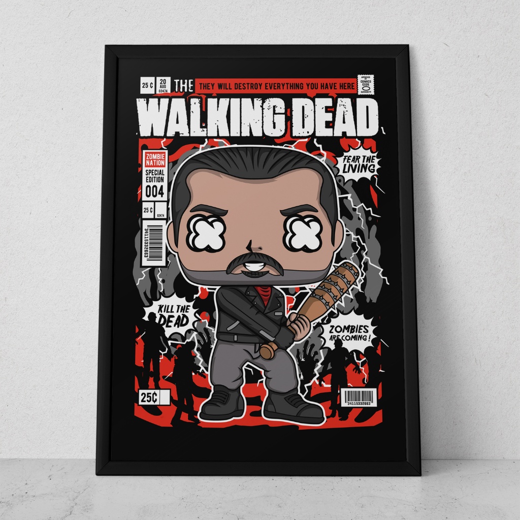 Quadro Decorativo Placa 80x60 mdf alta resolução full hd FUNKO THE WALKING DEAD sala quarto escritório