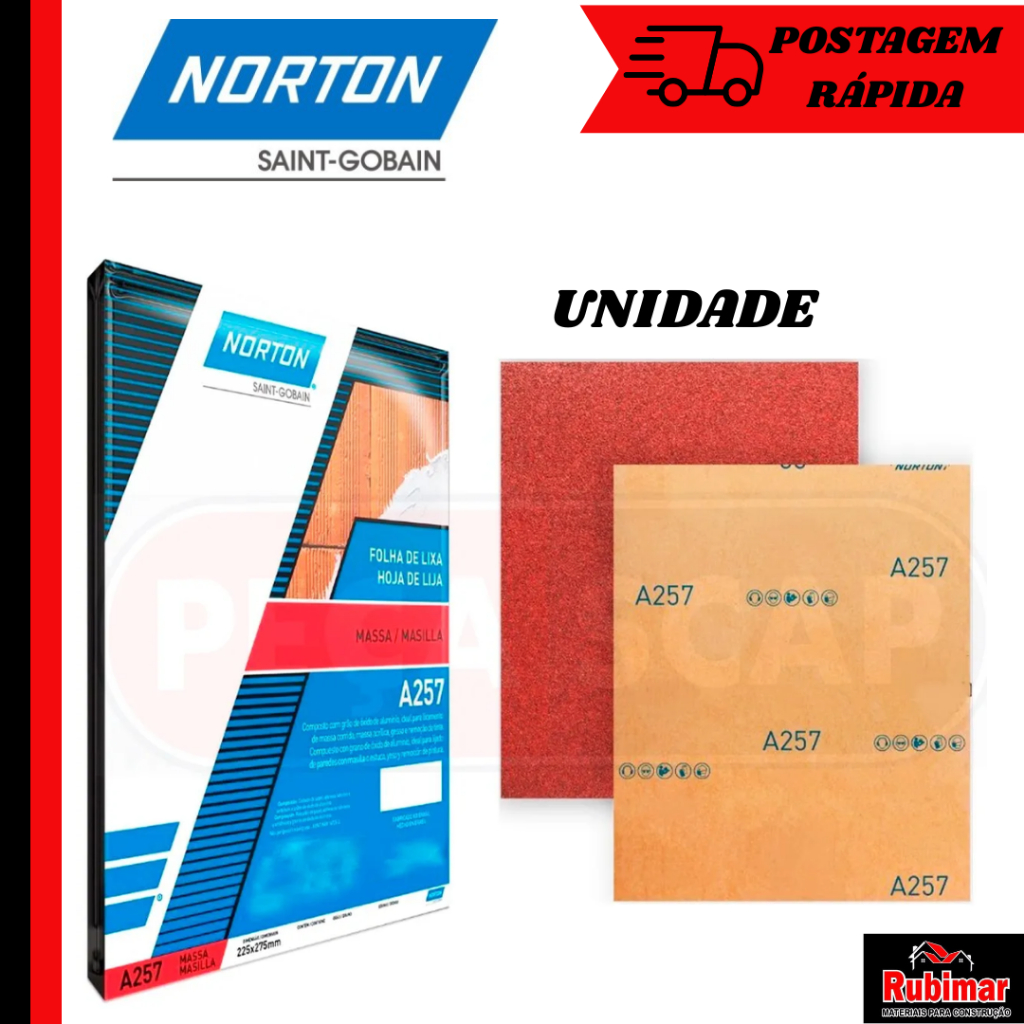 Lixa para Massa Parede 50 a 180 ~Unidade~ - NORTON