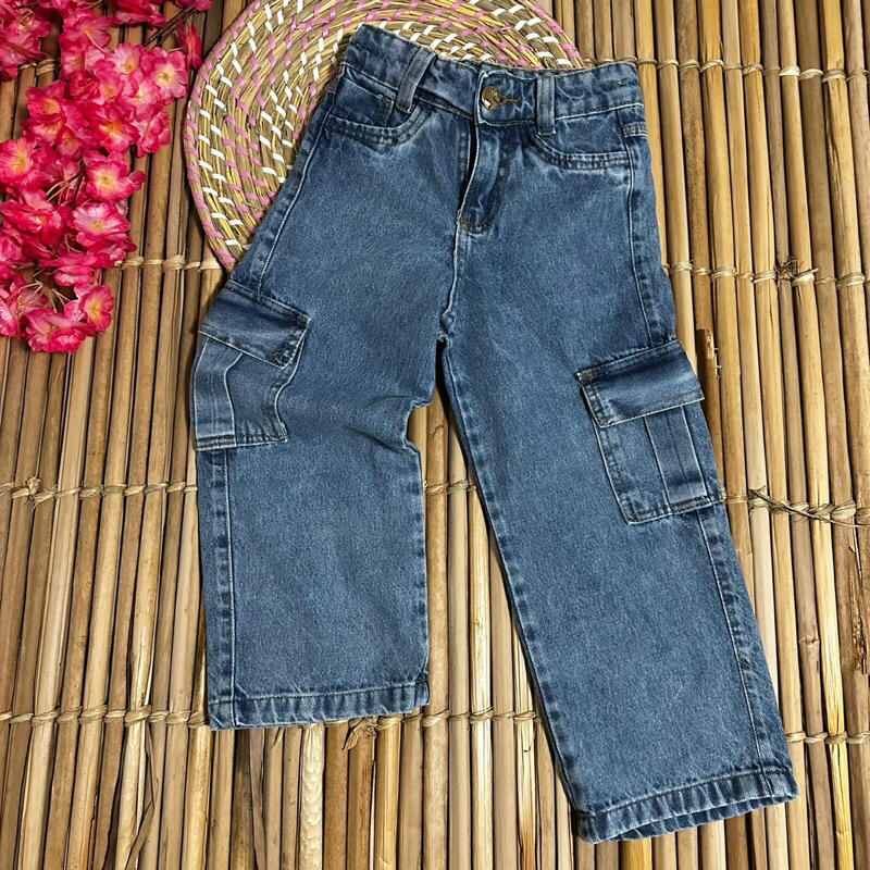 CALÇA MENINAS INFANTIL JEANS MODELO WIND LAG/CARGO/MODA/KIDS/MENINAS em Oferta na Shopee
