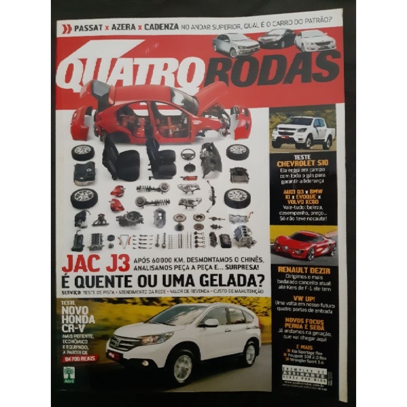 Revista Quatro Rodas MARÇO de 2012 Edição n° 628 – Nova CR-V. Passat x Azera x Cadenza. S10. Jac J3.