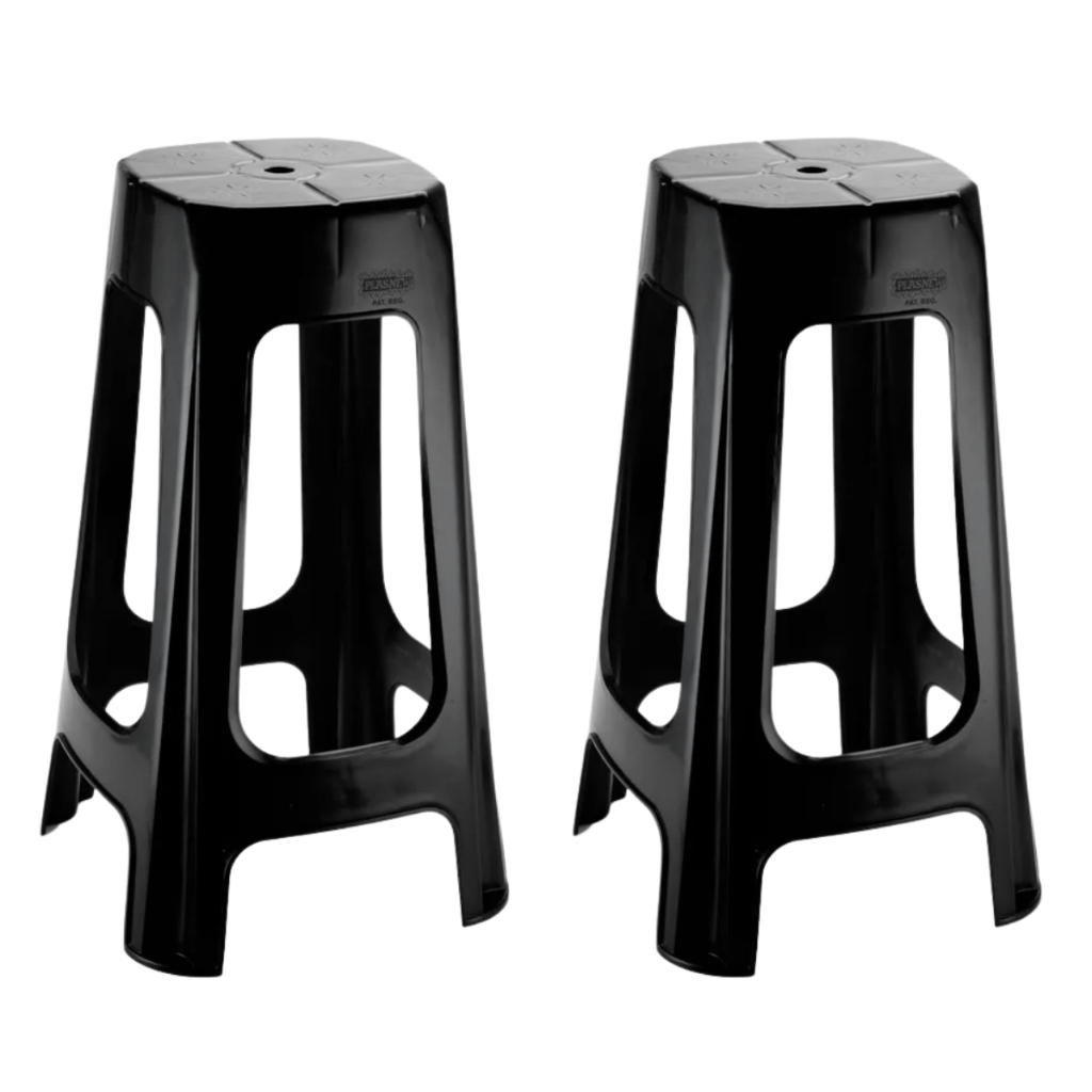 2 Banqueta Plástica Alta para Bar Bistrô Quintal Área de Laser em Oferta na Shopee