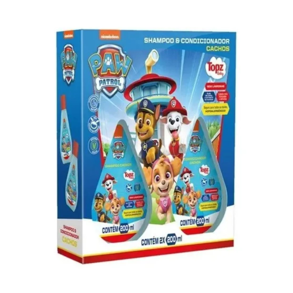 Shampoo + Condicionador Topz Baby Patrulha Canina Cachos Hidratados 200ml em Oferta na Shopee