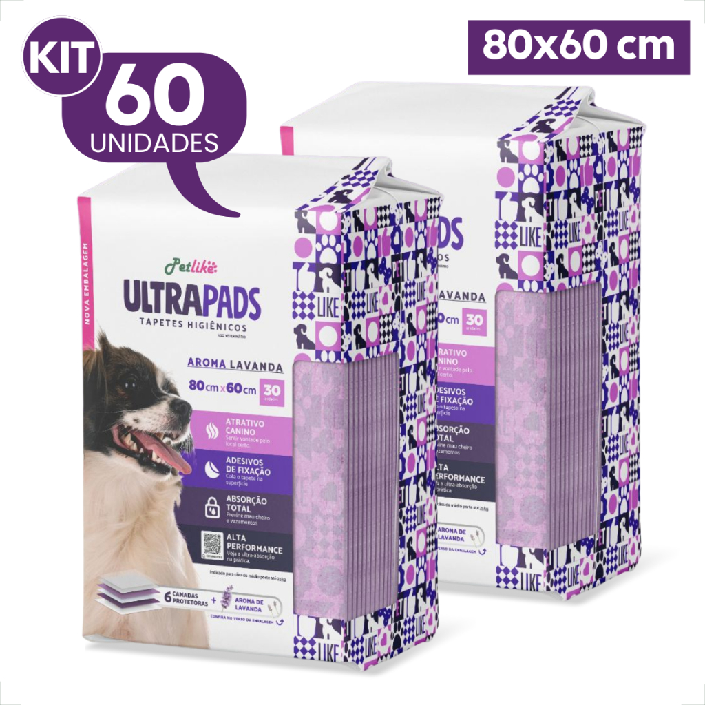 Kit 2 Tapete Higiênico Ultra Pads 80x60 Aroma Lavanda - 60 Unidades em Oferta na Shopee