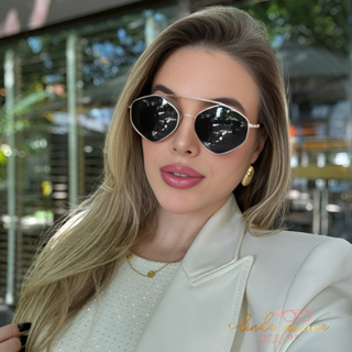 Óculos de Sol Feminino Hexagonal Blogueira Retrô Proteção UV 400 em Oferta na Shopee