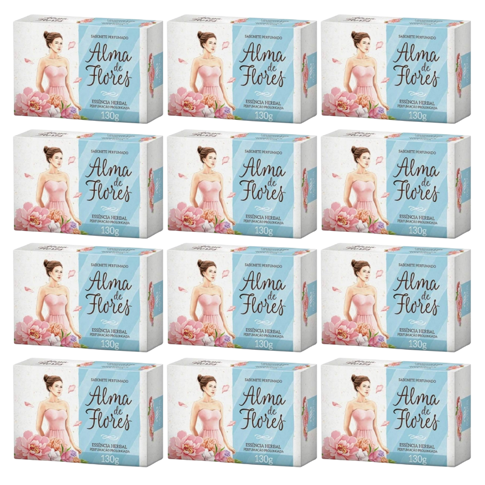 Kit 12 Sabonete Alma de Flores Essência Herbal 130g